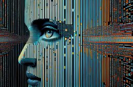 Futuristic computer graphic of glowing human face ,generative artificial intelligence